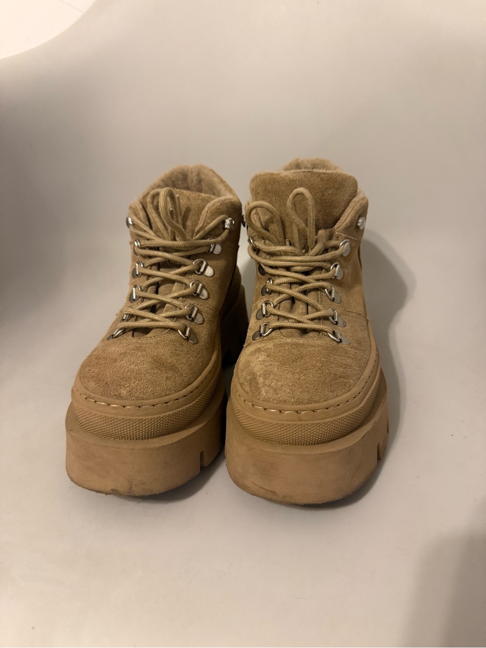 Aldo Tan Suede Lace-Up Platform Hiker Boots